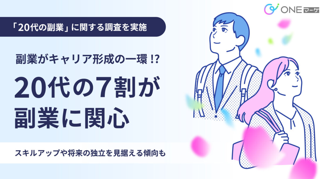 【ONEマーケ、「20代の副業ニーズ」に関する調査を実施】副業がキャリア形成の一環！？20代の７割が副業に関心 – スキルアップや将来の独立を見据える傾向も